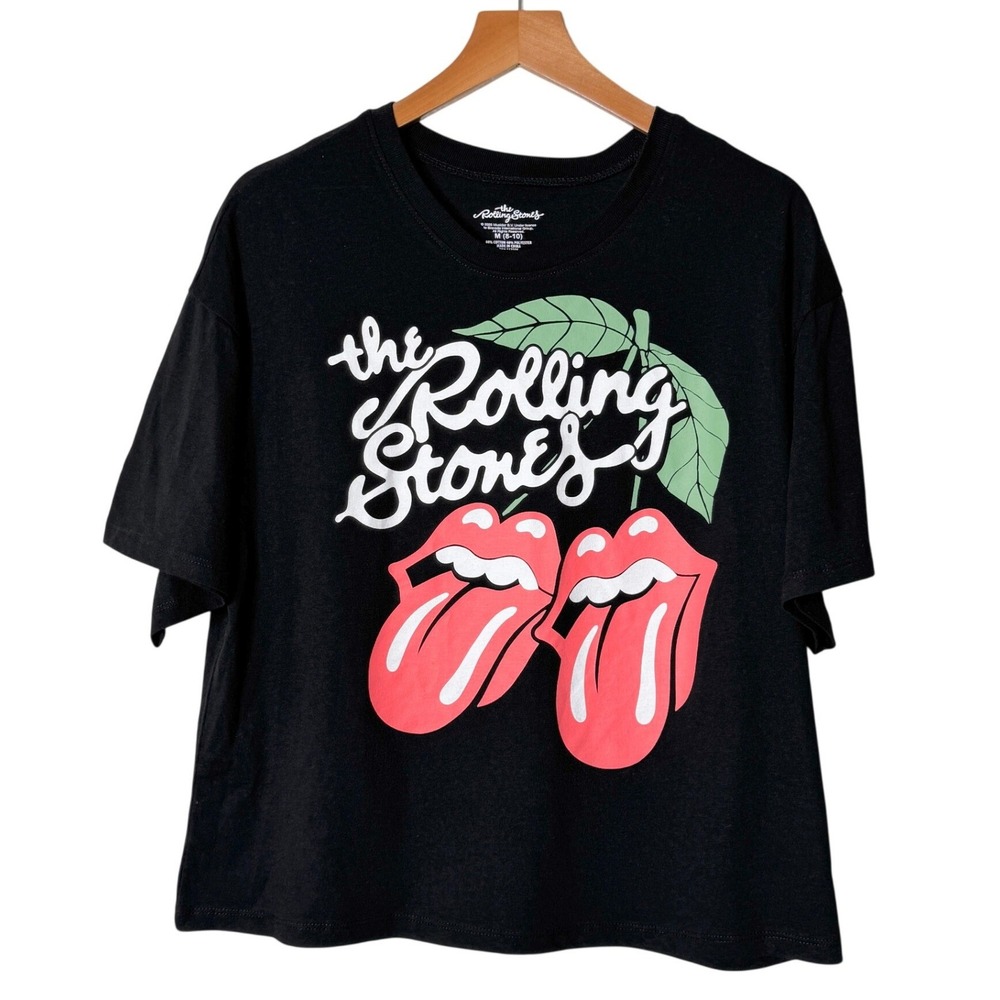 The Rolling Stones Black Cherry Tongue Logo Graphic T-Shirt Womens Medium